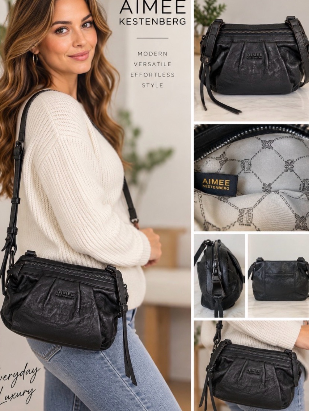 Aimee Kestenberg Black Leather Crossbody Bag